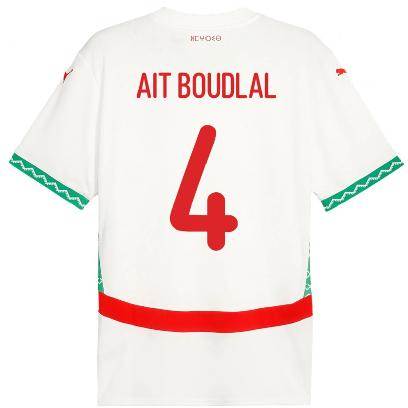 Danxen Kinder Marokko Abdelhamid Ait Boudlal #4 Weiß Auswärtstrikot Trikot 24-26 T-Shirt