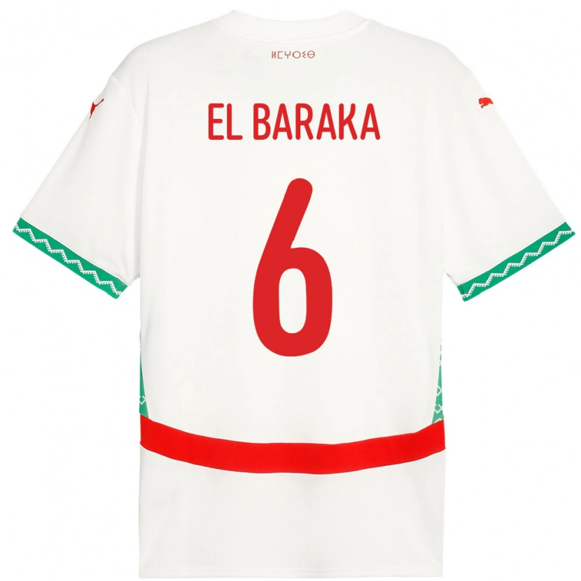 Danxen Kinder Marokko Jibril El Baraka #6 Weiß Auswärtstrikot Trikot 24-26 T-Shirt