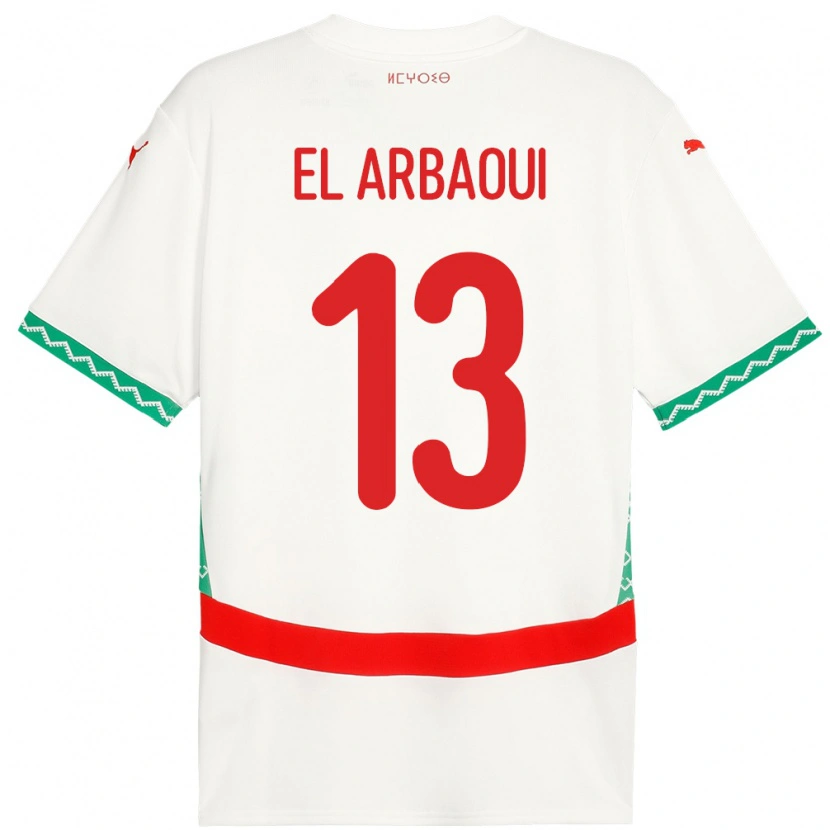 Danxen Kinder Marokko Ilyas El Arbaoui #13 Weiß Auswärtstrikot Trikot 24-26 T-Shirt