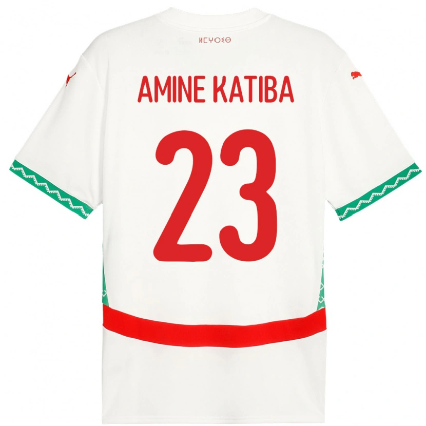 Danxen Kinder Marokko Mohamed Amine Katiba #23 Weiß Auswärtstrikot Trikot 24-26 T-Shirt