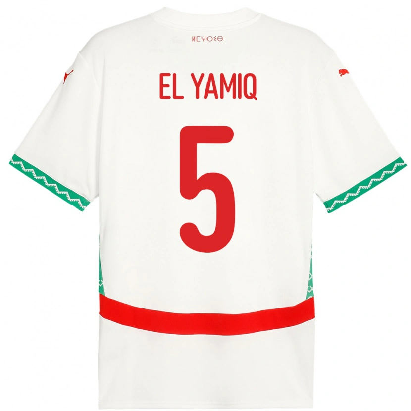 Danxen Kinder Marokko Jawad El Yamiq #5 Weiß Auswärtstrikot Trikot 24-26 T-Shirt