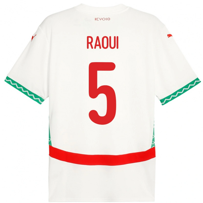 Danxen Kinder Marokko Oussama Raoui #5 Weiß Auswärtstrikot Trikot 24-26 T-Shirt