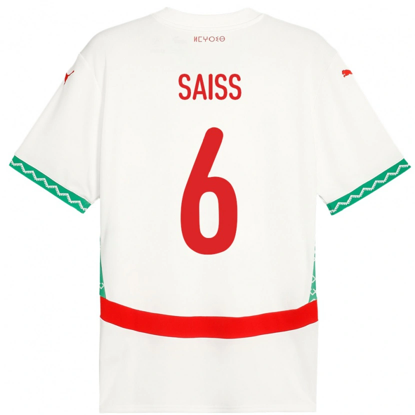 Danxen Kinder Marokko Romain Saiss #6 Weiß Auswärtstrikot Trikot 24-26 T-Shirt