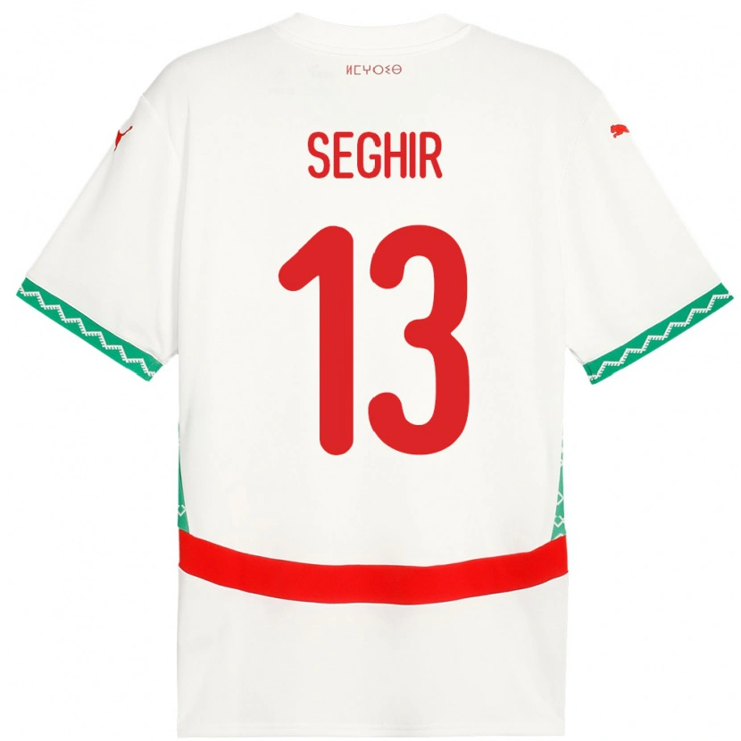 Danxen Kinder Marokko Sabah Seghir #13 Weiß Auswärtstrikot Trikot 24-26 T-Shirt