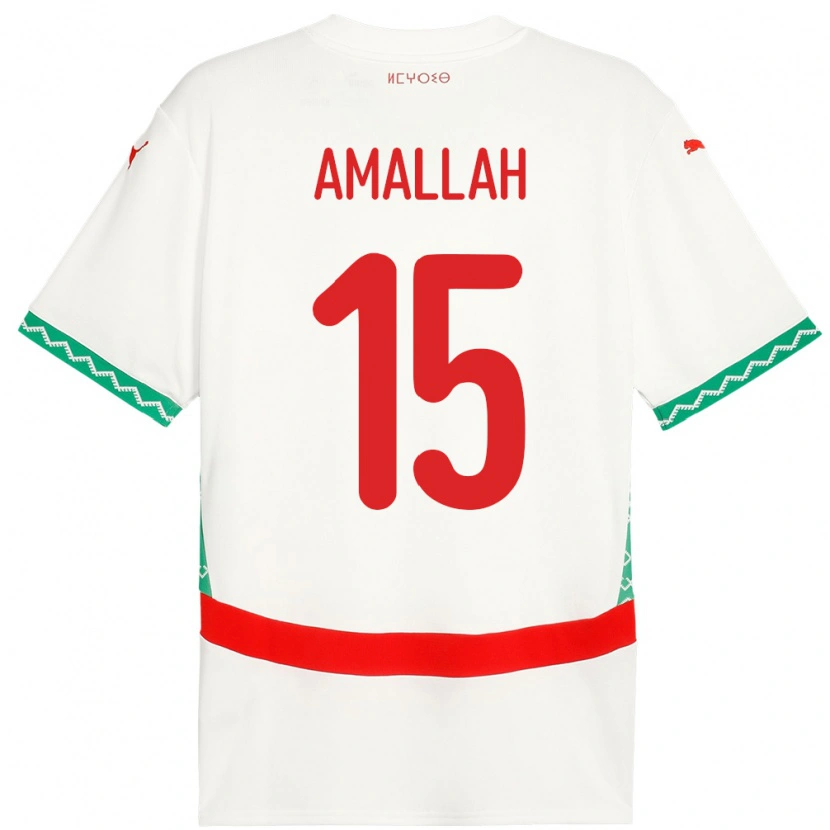 Danxen Kinder Marokko Selim Amallah #15 Weiß Auswärtstrikot Trikot 24-26 T-Shirt