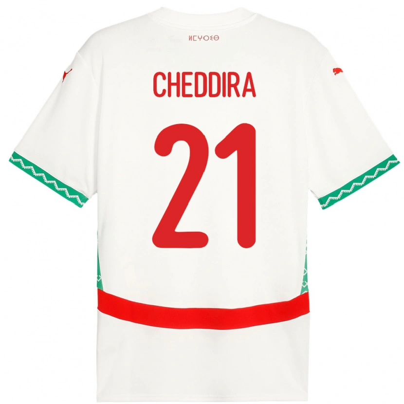 Danxen Kinder Marokko Walid Cheddira #21 Weiß Auswärtstrikot Trikot 24-26 T-Shirt