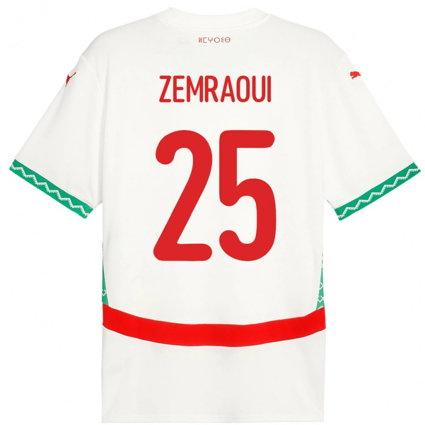 Danxen Kinder Marokko Oussama Zemraoui #25 Weiß Auswärtstrikot Trikot 24-26 T-Shirt