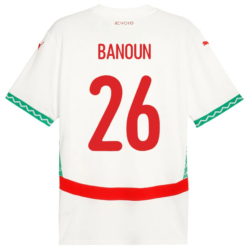 Danxen Kinder Marokko Badr Banoun #26 Weiß Auswärtstrikot Trikot 24-26 T-Shirt