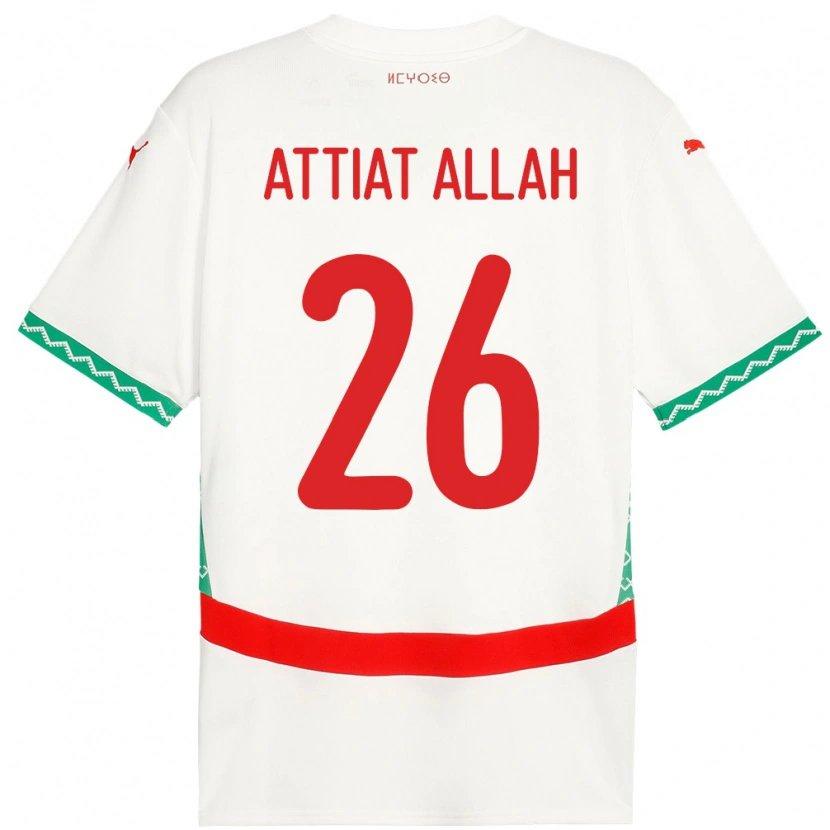 Danxen Kinder Marokko Yahia Attiat-Allah #26 Weiß Auswärtstrikot Trikot 24-26 T-Shirt