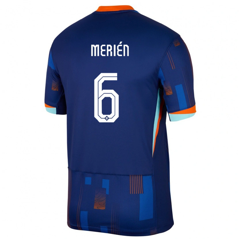 Danxen Kinder Niederlande Fabian Merién #6 Blau Auswärtstrikot Trikot 24-26 T-Shirt