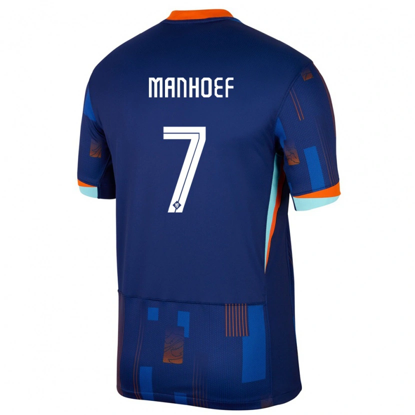 Danxen Kinder Niederlande Million Manhoef #7 Blau Auswärtstrikot Trikot 24-26 T-Shirt