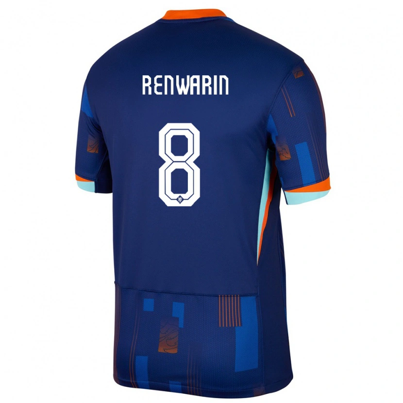 Danxen Kinder Niederlande Givaro Renwarin #8 Blau Auswärtstrikot Trikot 24-26 T-Shirt