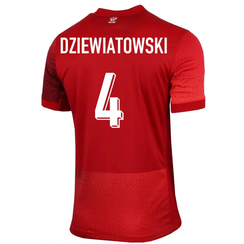 Danxen Kinder Polen Mateusz Dziewiatowski #4 Rot Auswärtstrikot Trikot 24-26 T-Shirt