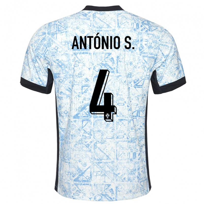 Danxen Kinder Portugal António Silva #4 Cremeblau Auswärtstrikot Trikot 24-26 T-Shirt