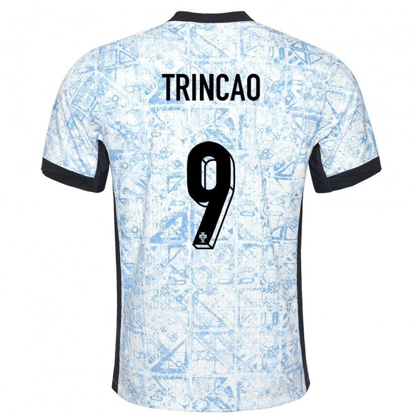 Danxen Kinder Portugal Trincão #9 Cremeblau Auswärtstrikot Trikot 24-26 T-Shirt