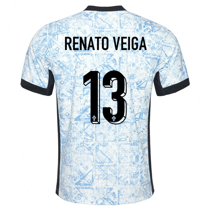 Danxen Kinder Portugal Renato Veiga #13 Cremeblau Auswärtstrikot Trikot 24-26 T-Shirt