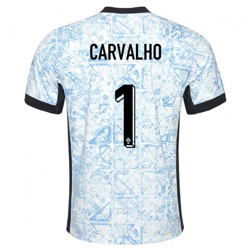 Danxen Kinder Portugal João Carvalho #1 Cremeblau Auswärtstrikot Trikot 24-26 T-Shirt