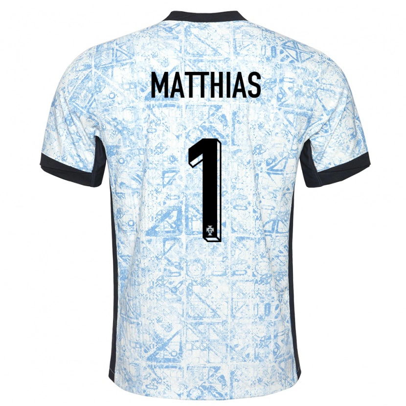 Danxen Kinder Portugal Matthias Da Silva #1 Cremeblau Auswärtstrikot Trikot 24-26 T-Shirt