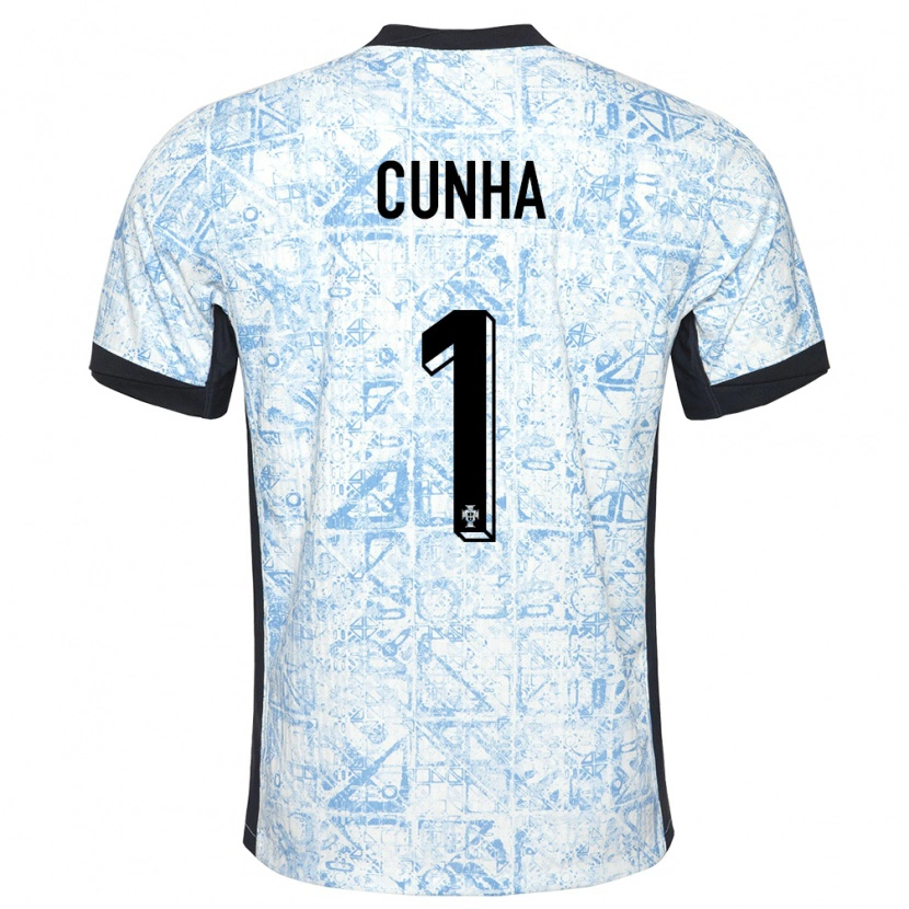 Danxen Kinder Portugal Romário Cunha #1 Cremeblau Auswärtstrikot Trikot 24-26 T-Shirt