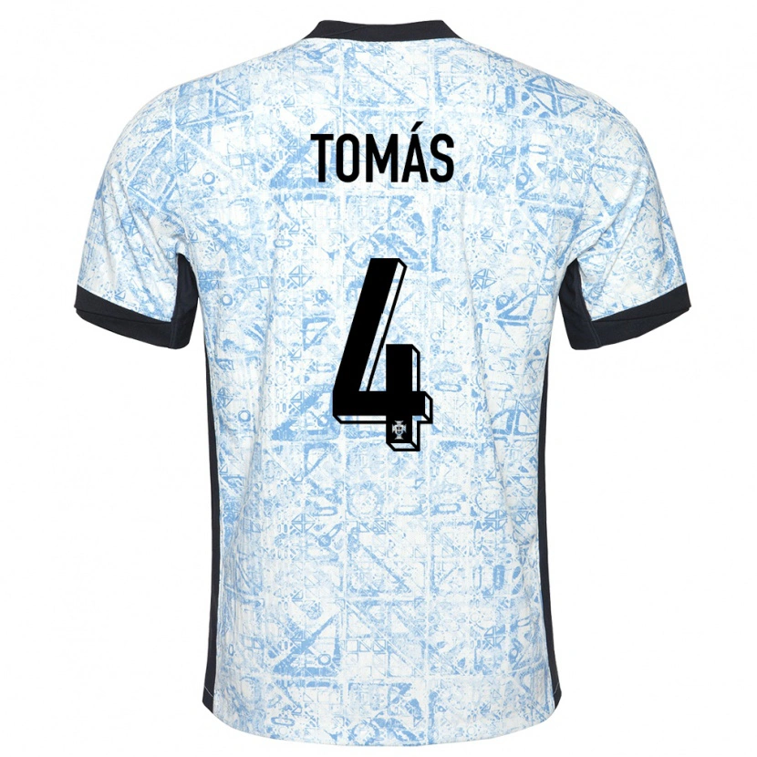 Danxen Kinder Portugal Tomás Ferreira #4 Cremeblau Auswärtstrikot Trikot 24-26 T-Shirt