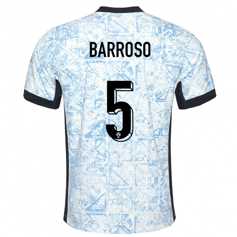 Danxen Kinder Portugal Leonardo Barroso #5 Cremeblau Auswärtstrikot Trikot 24-26 T-Shirt