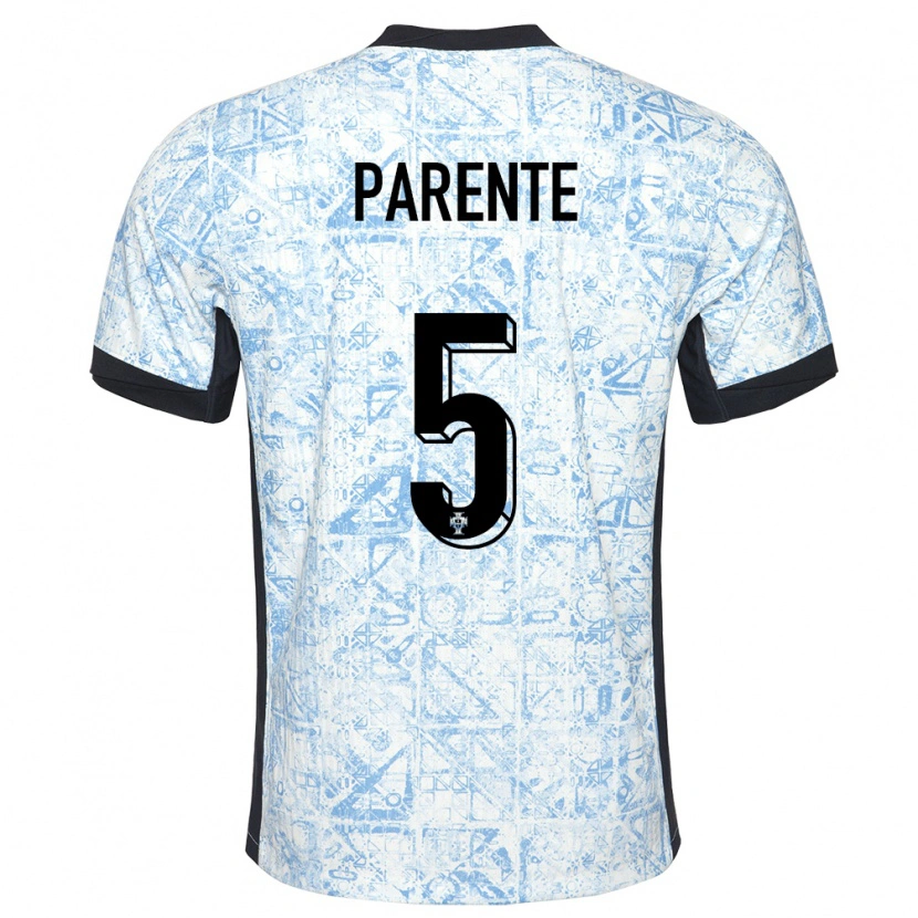 Danxen Kinder Portugal Tiago Parente #5 Cremeblau Auswärtstrikot Trikot 24-26 T-Shirt