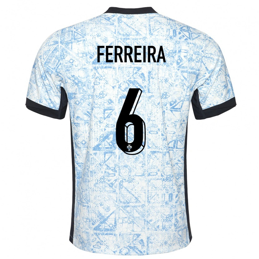 Danxen Kinder Portugal Martim Ferreira #6 Cremeblau Auswärtstrikot Trikot 24-26 T-Shirt