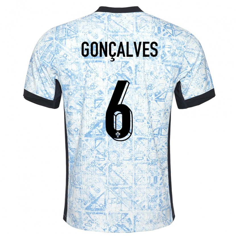 Danxen Kinder Portugal Rodrigo Gonçalves #6 Cremeblau Auswärtstrikot Trikot 24-26 T-Shirt