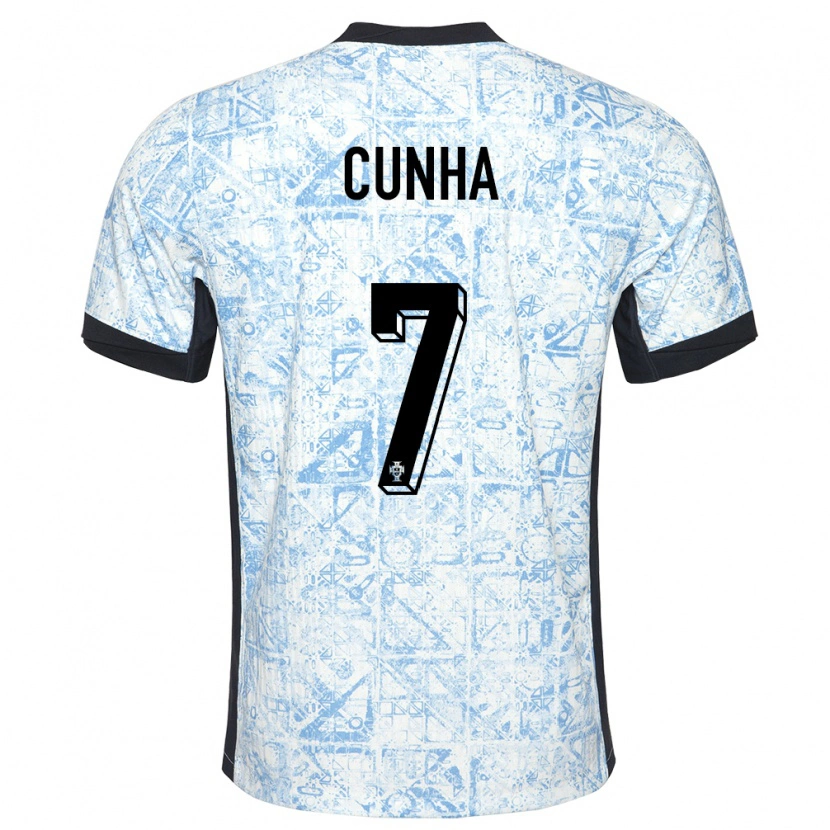 Danxen Kinder Portugal Duarte Cunha #7 Cremeblau Auswärtstrikot Trikot 24-26 T-Shirt