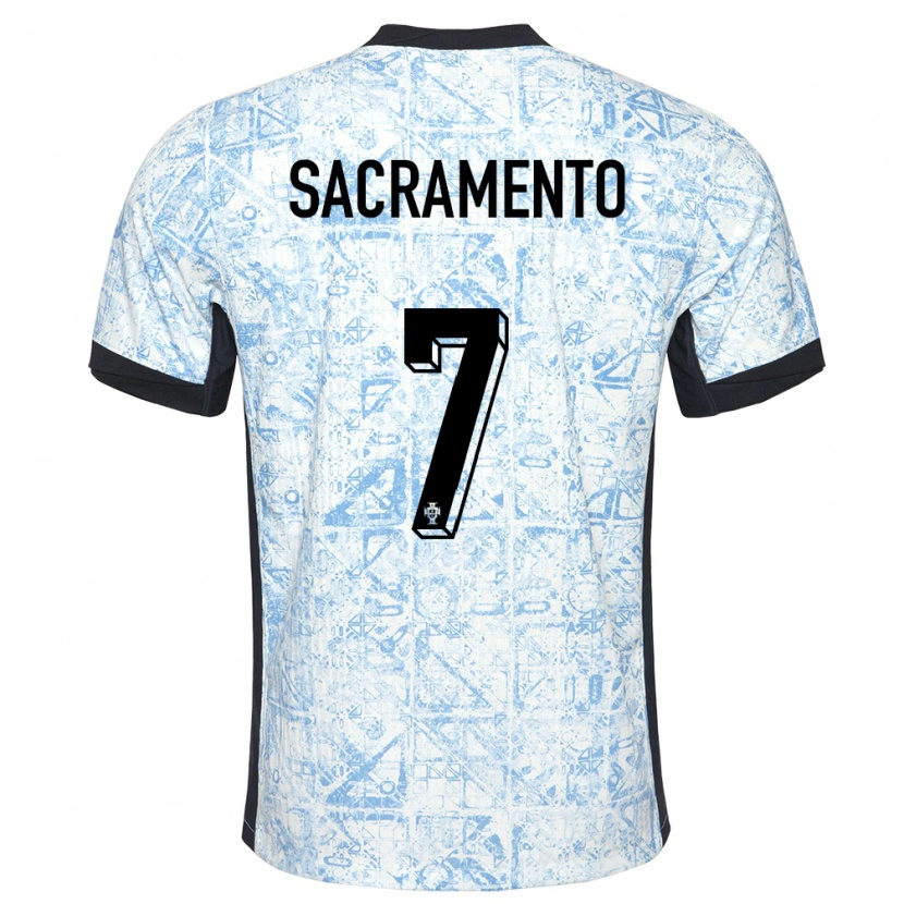Danxen Kinder Portugal Medgilson Sacramento #7 Cremeblau Auswärtstrikot Trikot 24-26 T-Shirt