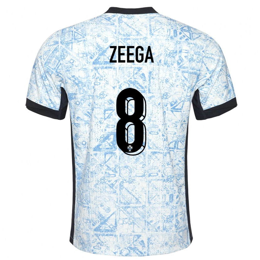 Danxen Kinder Portugal Zeega #8 Cremeblau Auswärtstrikot Trikot 24-26 T-Shirt