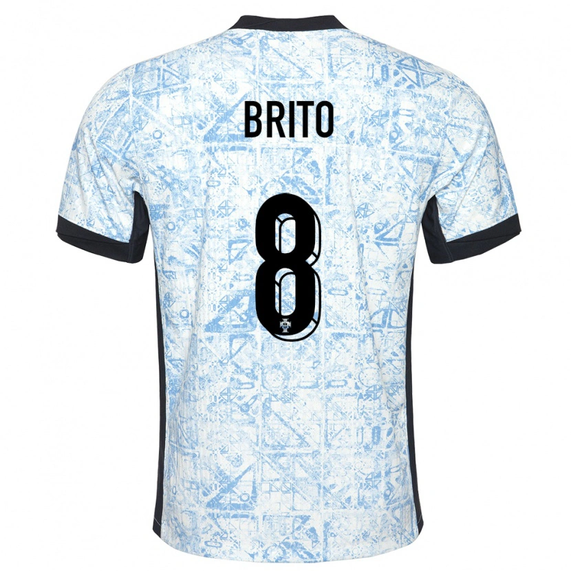 Danxen Kinder Portugal João Brito #8 Cremeblau Auswärtstrikot Trikot 24-26 T-Shirt