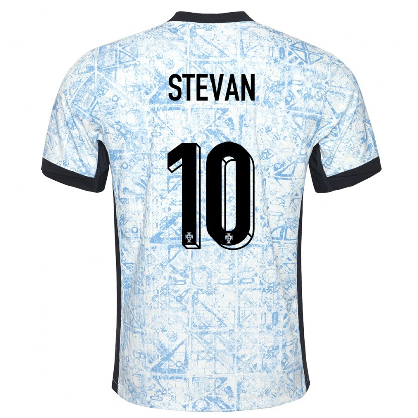 Danxen Kinder Portugal Stevan #10 Cremeblau Auswärtstrikot Trikot 24-26 T-Shirt