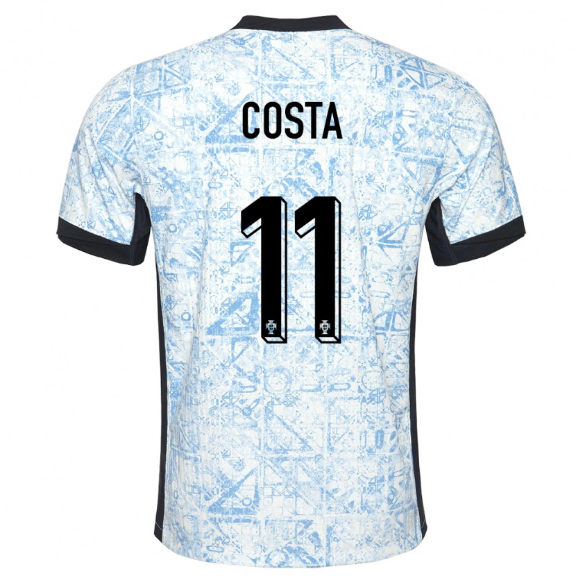 Danxen Kinder Portugal Daniel Costa #11 Cremeblau Auswärtstrikot Trikot 24-26 T-Shirt