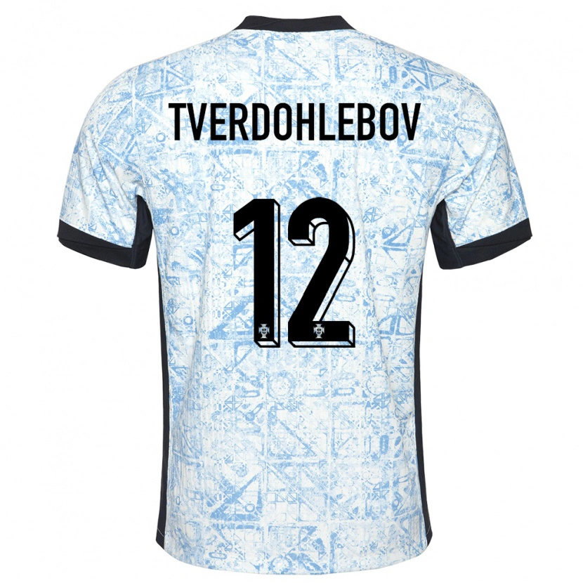 Danxen Kinder Portugal Alex Tverdohlebov #12 Cremeblau Auswärtstrikot Trikot 24-26 T-Shirt