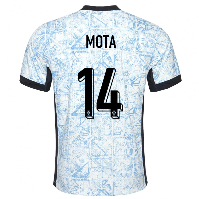 Danxen Kinder Portugal Edgar Mota #14 Cremeblau Auswärtstrikot Trikot 24-26 T-Shirt