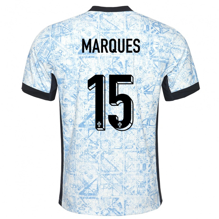 Danxen Kinder Portugal Christian Marques #15 Cremeblau Auswärtstrikot Trikot 24-26 T-Shirt