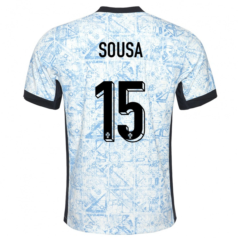 Danxen Kinder Portugal Diogo Sousa #15 Cremeblau Auswärtstrikot Trikot 24-26 T-Shirt