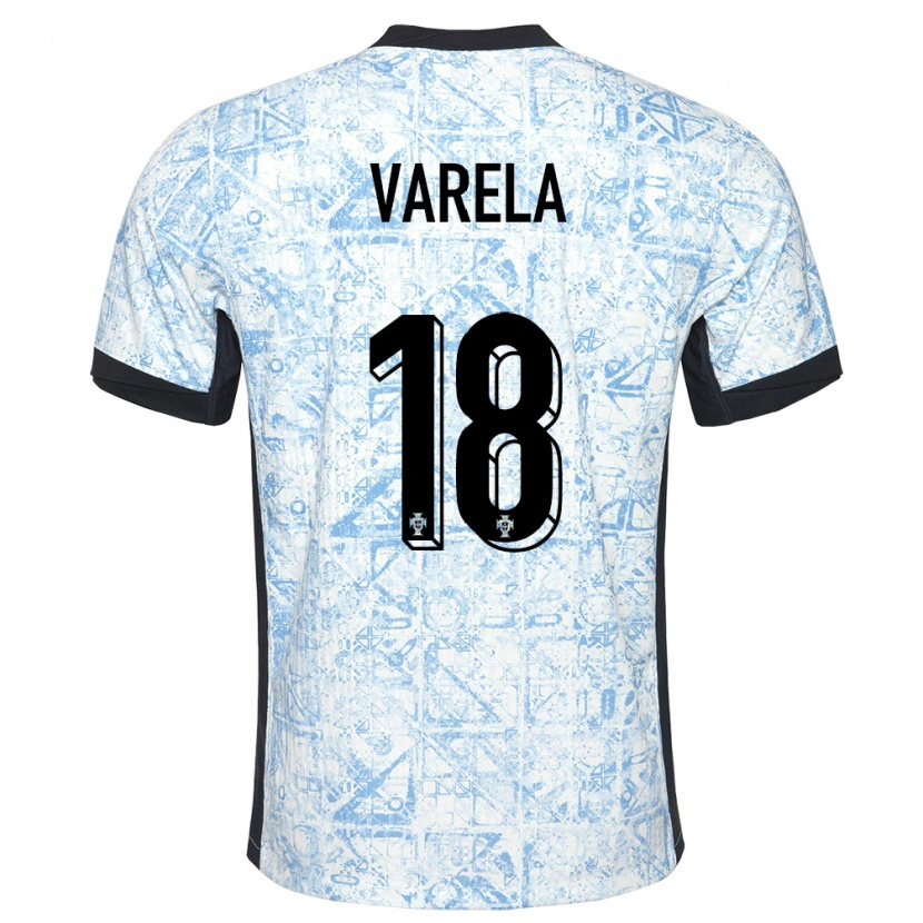 Danxen Kinder Portugal Keyan Varela #18 Cremeblau Auswärtstrikot Trikot 24-26 T-Shirt