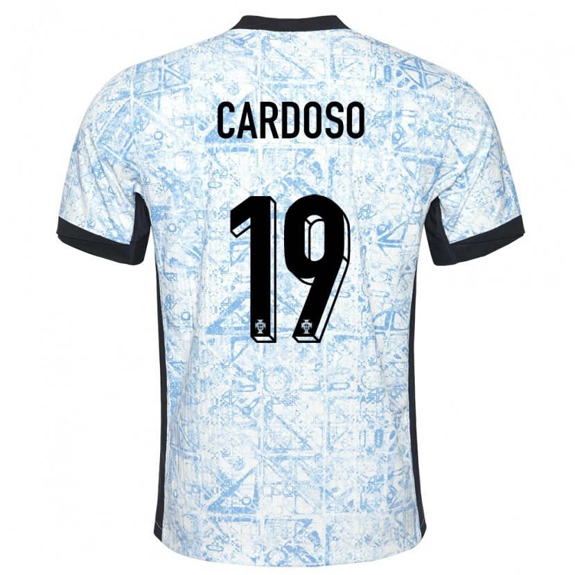 Danxen Kinder Portugal Leo Cardoso #19 Cremeblau Auswärtstrikot Trikot 24-26 T-Shirt