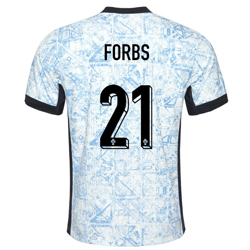 Danxen Kinder Portugal Carlos Forbs #21 Cremeblau Auswärtstrikot Trikot 24-26 T-Shirt