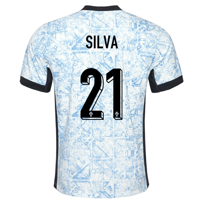 Danxen Kinder Portugal Gabriel Silva #21 Cremeblau Auswärtstrikot Trikot 24-26 T-Shirt