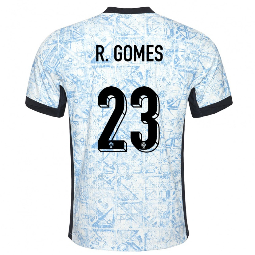 Danxen Kinder Portugal Rodrigo Gomes #23 Cremeblau Auswärtstrikot Trikot 24-26 T-Shirt