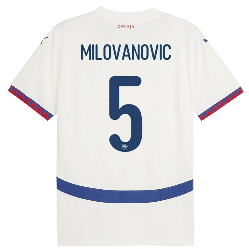 Danxen Kinder Serbien Mateja Milovanovic #5 Weiß Auswärtstrikot Trikot 24-26 T-Shirt
