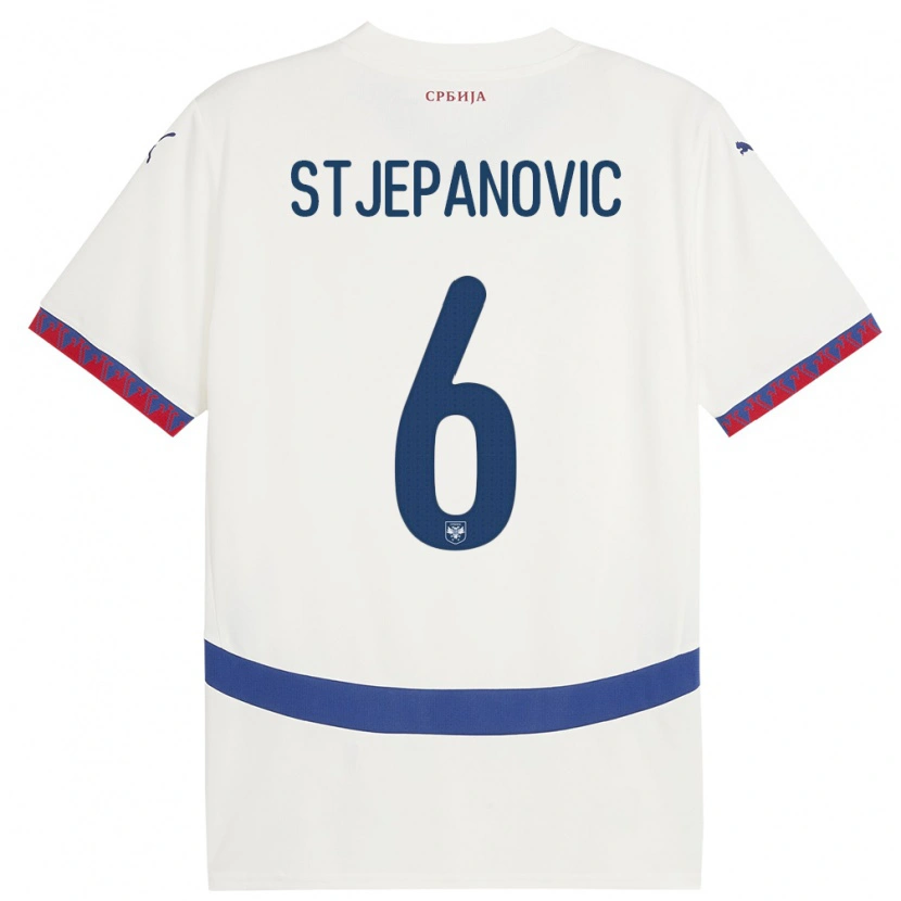 Danxen Kinder Serbien Mateja Stjepanovic #6 Weiß Auswärtstrikot Trikot 24-26 T-Shirt
