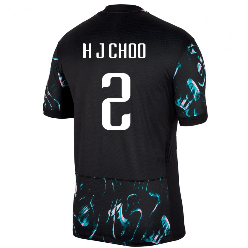 Danxen Kinder Südkorea Choo Hyo Joo #2 Schwarz Auswärtstrikot Trikot 24-26 T-Shirt