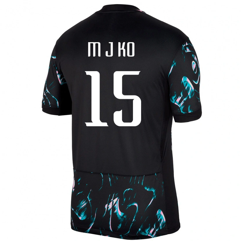 Danxen Kinder Südkorea Ko Min Jung #15 Schwarz Auswärtstrikot Trikot 24-26 T-Shirt
