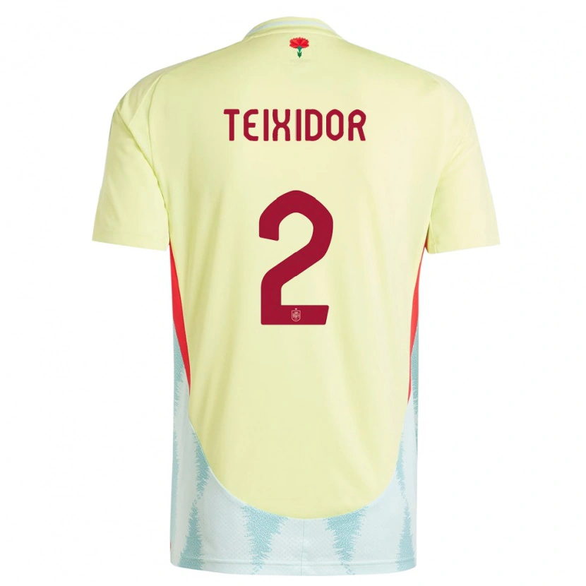 Danxen Kinder Spanien Nil Teixidor #2 Gelb Auswärtstrikot Trikot 24-26 T-Shirt