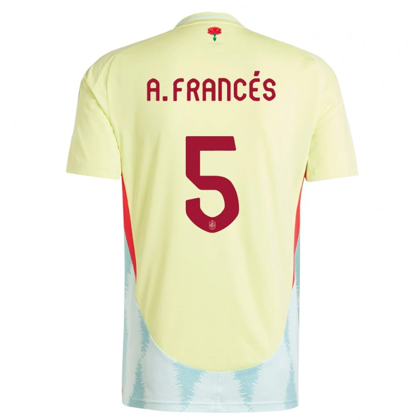Danxen Kinder Spanien Alejandro Francés #5 Gelb Auswärtstrikot Trikot 24-26 T-Shirt