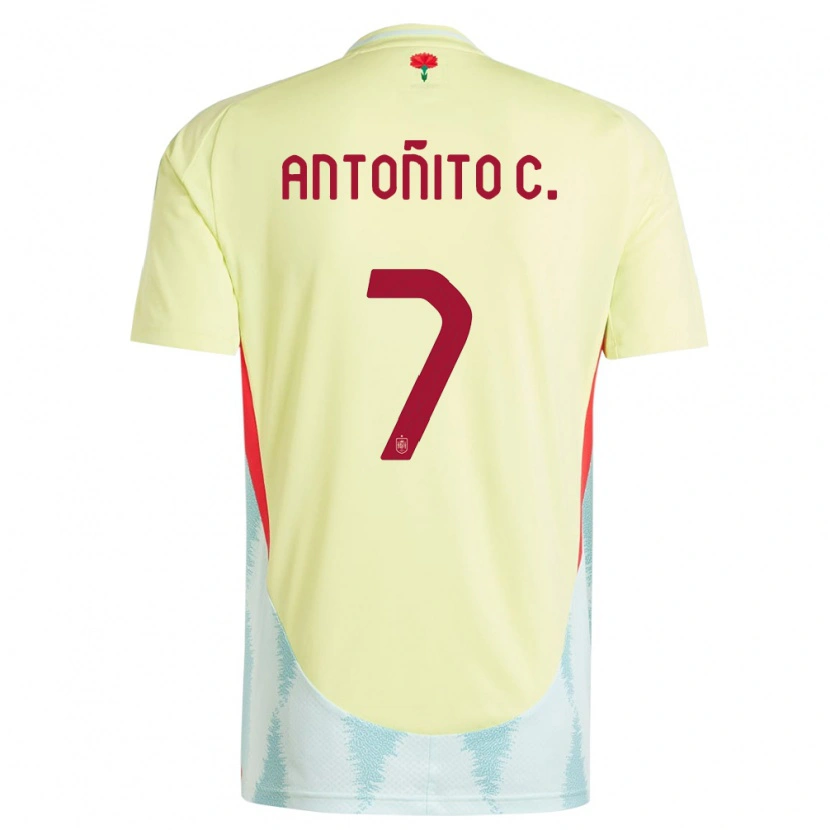 Danxen Kinder Spanien Antoñito Cordero #7 Gelb Auswärtstrikot Trikot 24-26 T-Shirt